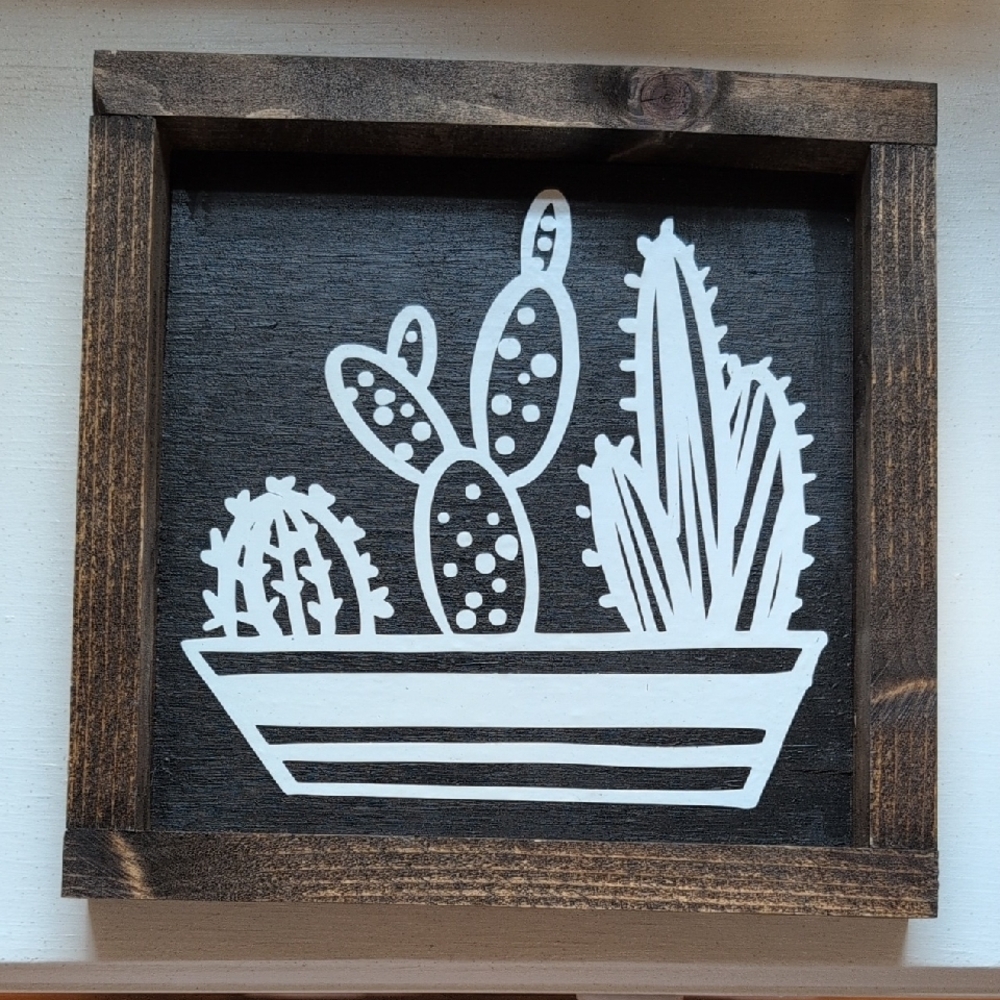 Handmade Rustic Wood Wall Sign-Cactus Signs